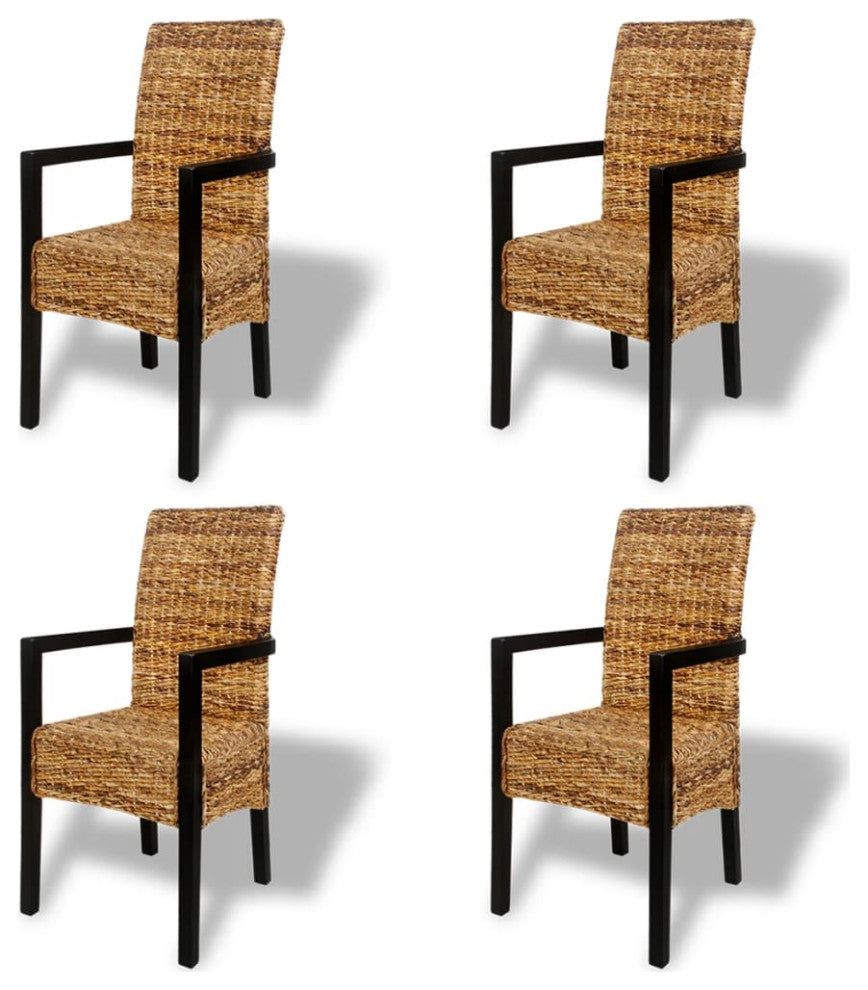 vidaXL Dining Chairs 4 pcs Abaca and Solid Mango Wood