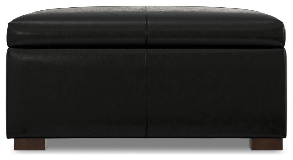 Gabbie Square Coffee Table Storage Ottoman, Midnight Black