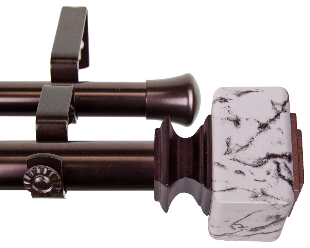 Brielle 1" Diameter Double Curtain Rod, Bronze, 66-120"