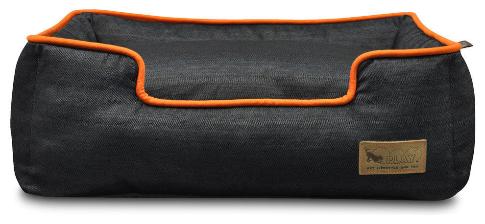 Lounge Bed Denim, Orange, Small