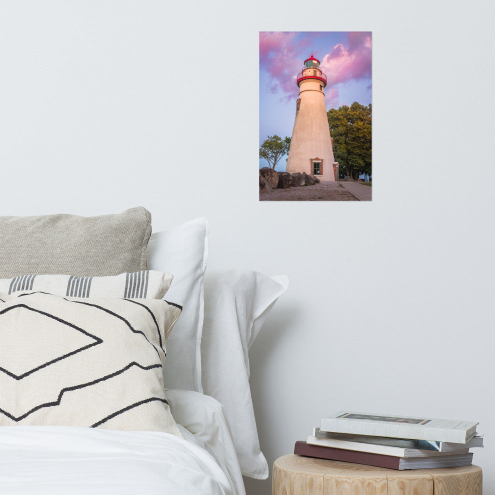 Marblehead Lighthouse at Sunset Coastal Landscape Unframed Wall Art Prints, 12" X 18"