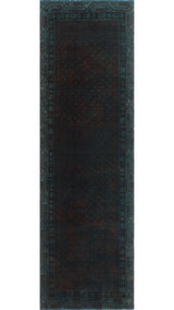Vintage Overdyed Walker Gray/Burgundy Runner, 2'9x9'4