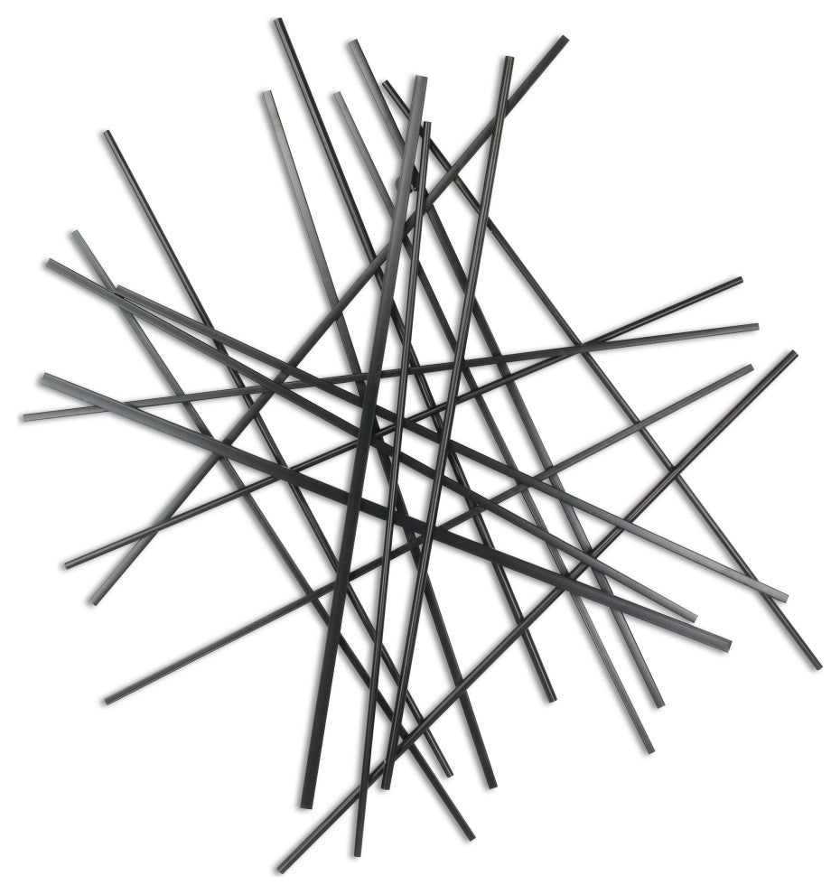 Avalon Large Abstract Wall Art, Black