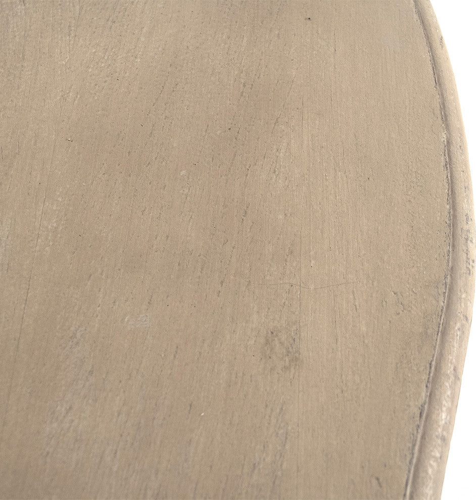 Abraham Table, Natural Top, Distressed Off-White Base