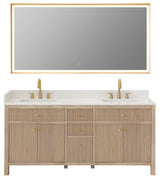 Cerrito Bathroom Vanity, Natural Oak, 72" Double, With Mirror