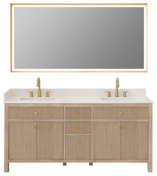 Cerrito Bathroom Vanity, Natural Oak, 72" Double, With Mirror