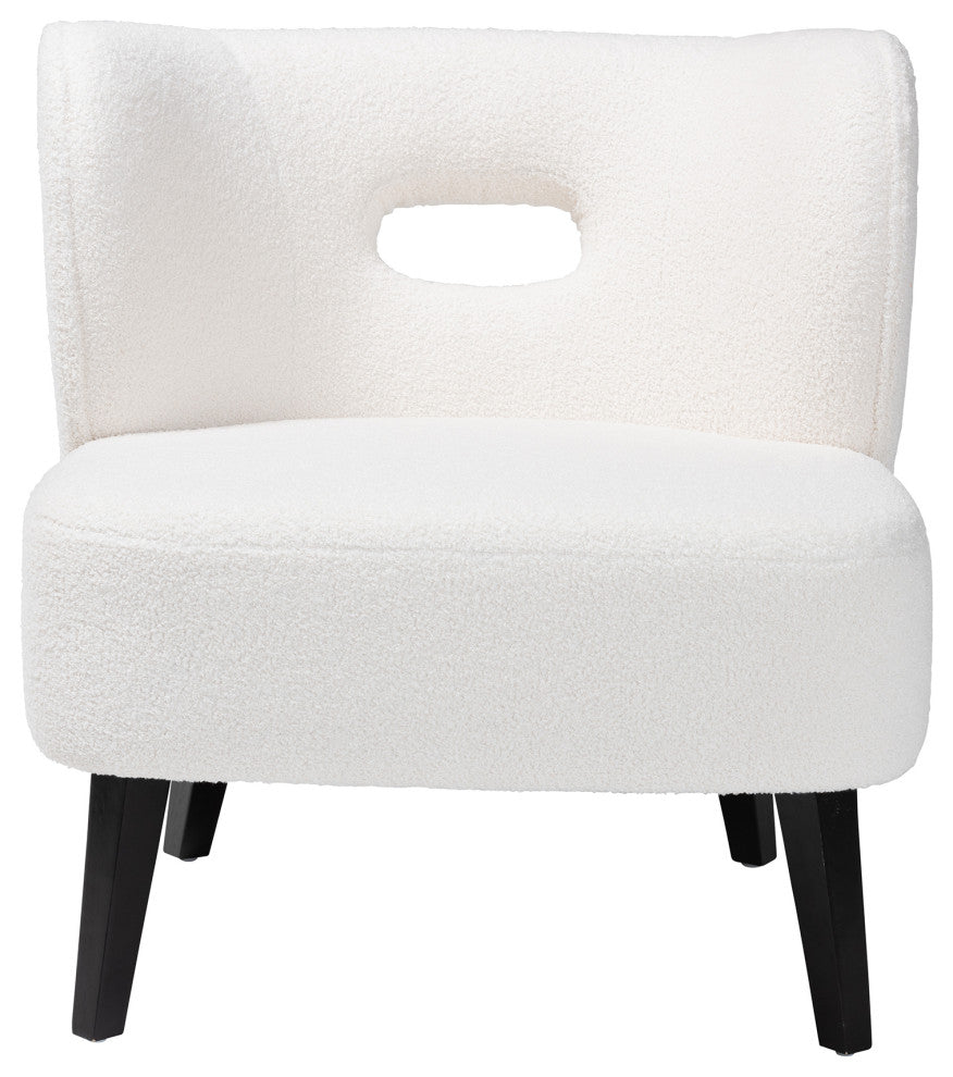 Naara Contemporary Ivory Boucle Upholstered and Black Finished Wood Accent Chair