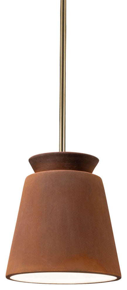Small Trapezoid Pendant, Real Rust, Antique Brass, Incandescent