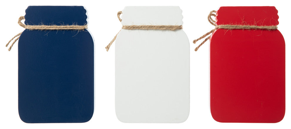 7"H Patriotic Mason Jar Table Decor, 3-Piece Set