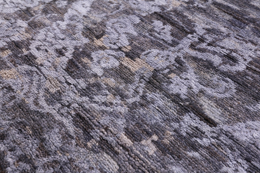2' 8" X 11' 10" Runner Modern Handmade Wool and Silk Rug Q10335