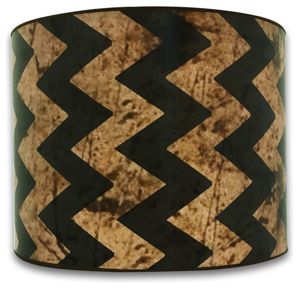 2-Tone Black and Beige Chevron Hard Back Lampshade, Black and Beige, 10"x10"x8"