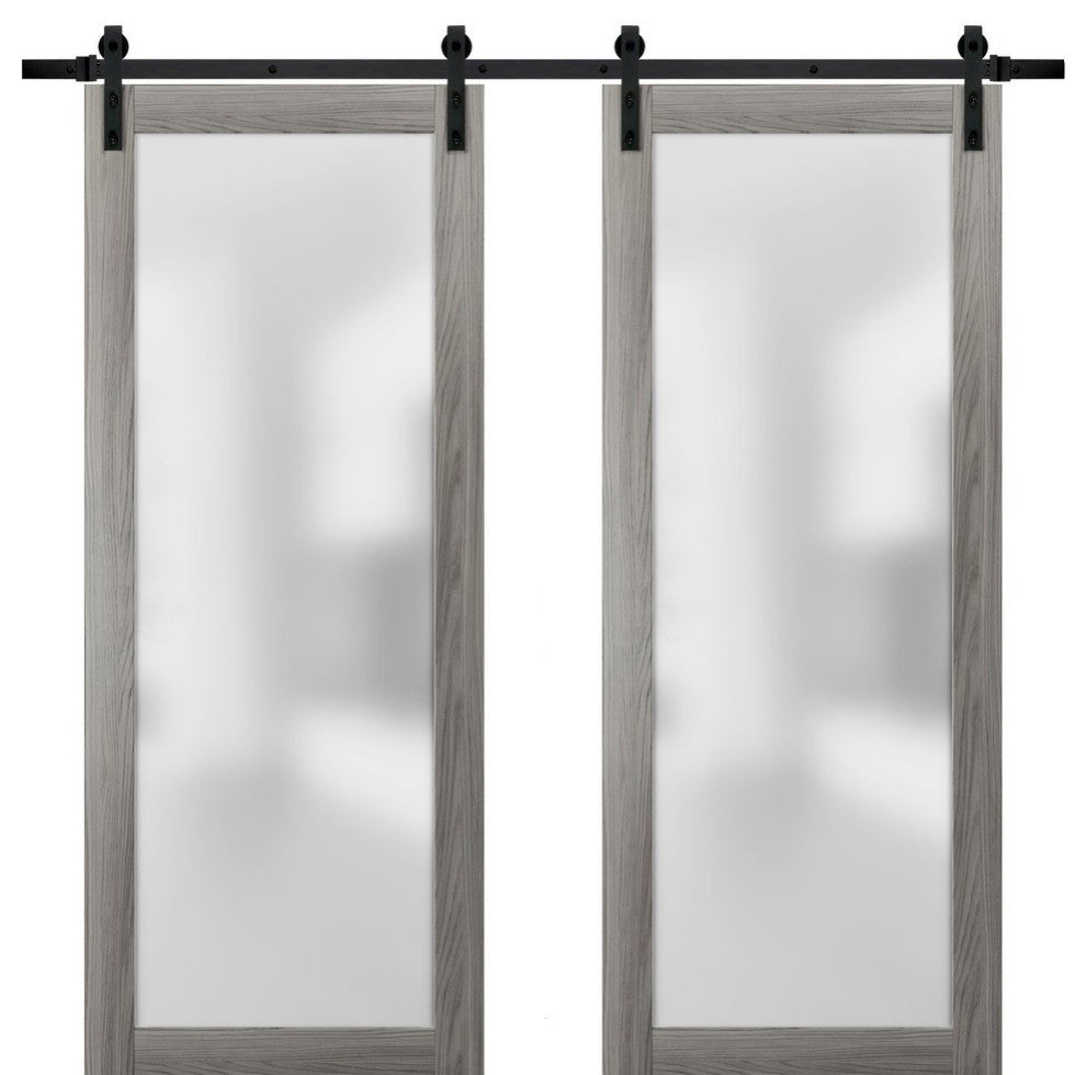 Planum 2102 Double Barn Doors 36 x 84, Ginger Ash and Hardware 13FT
