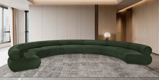 Bale Cream Chenille Fabric Modular Sofa, Green, 8-Piece, Arc Shaped