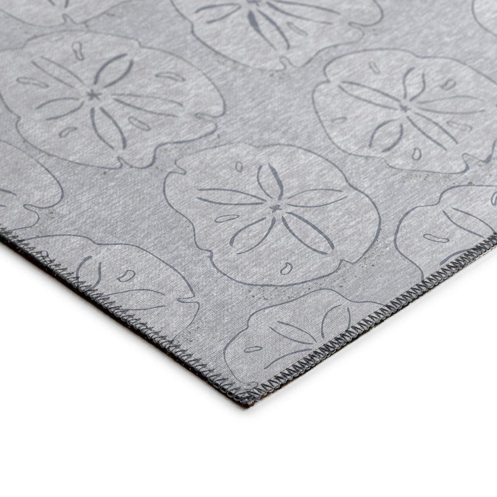 Indoor/Outdoor Seabreeze SZ10 Silver Machine Washable 8' x 8' Round Rug