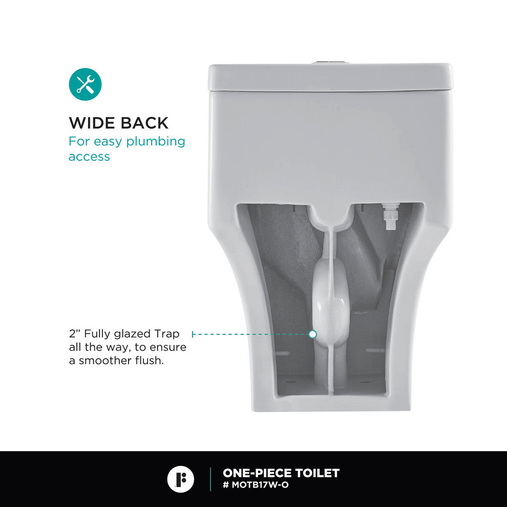 Fine Fixtures Dual-Flush Elongated One-Piece Toilet, White