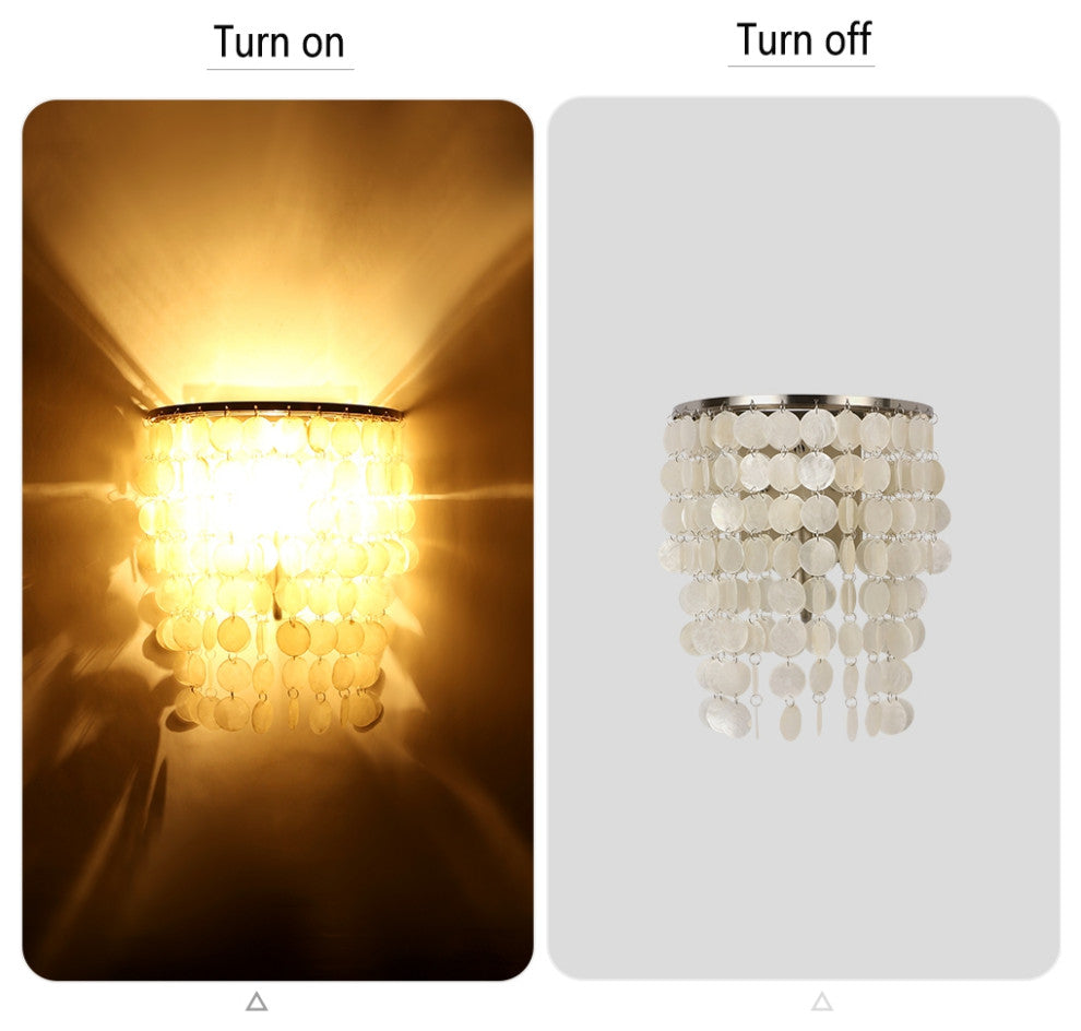 Modern White Natural Shell LED Wall Lamp For Bedroom, Cafe