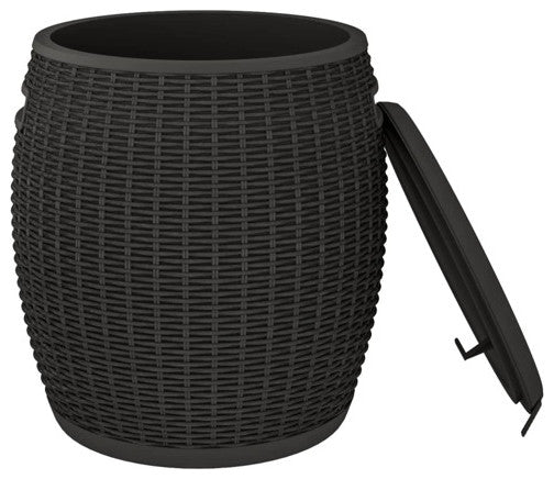vidaXL Outdoor Storage Box Patio Furniture Beverage Cooler Black Polypropylene