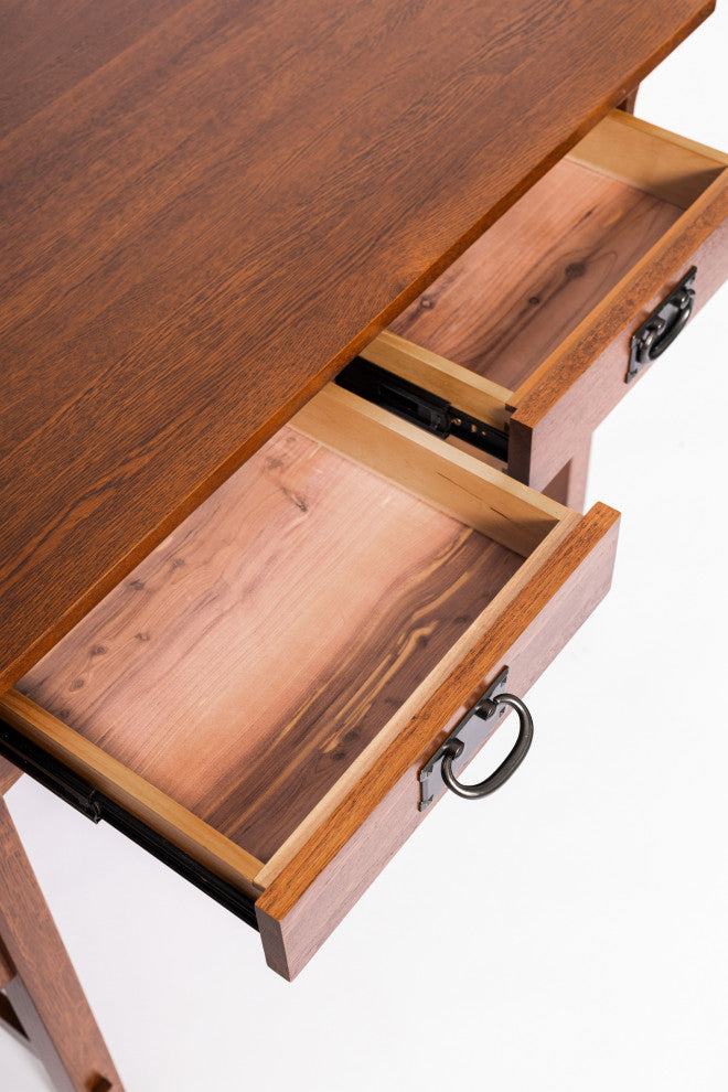 Mission Quarter Sawn Oak Small Desk With 2 Drawers