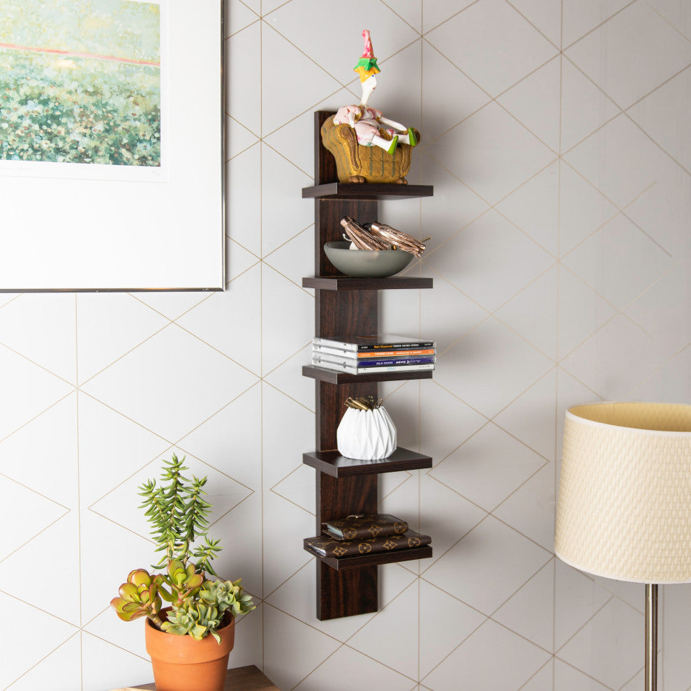 Danya B. Utility Column Spine Wall Shelves, Walnut