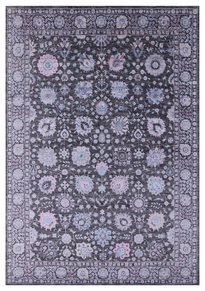 9' 11" X 14' 0" Wool and Silk Persian Hand Knotted Rug Q9009