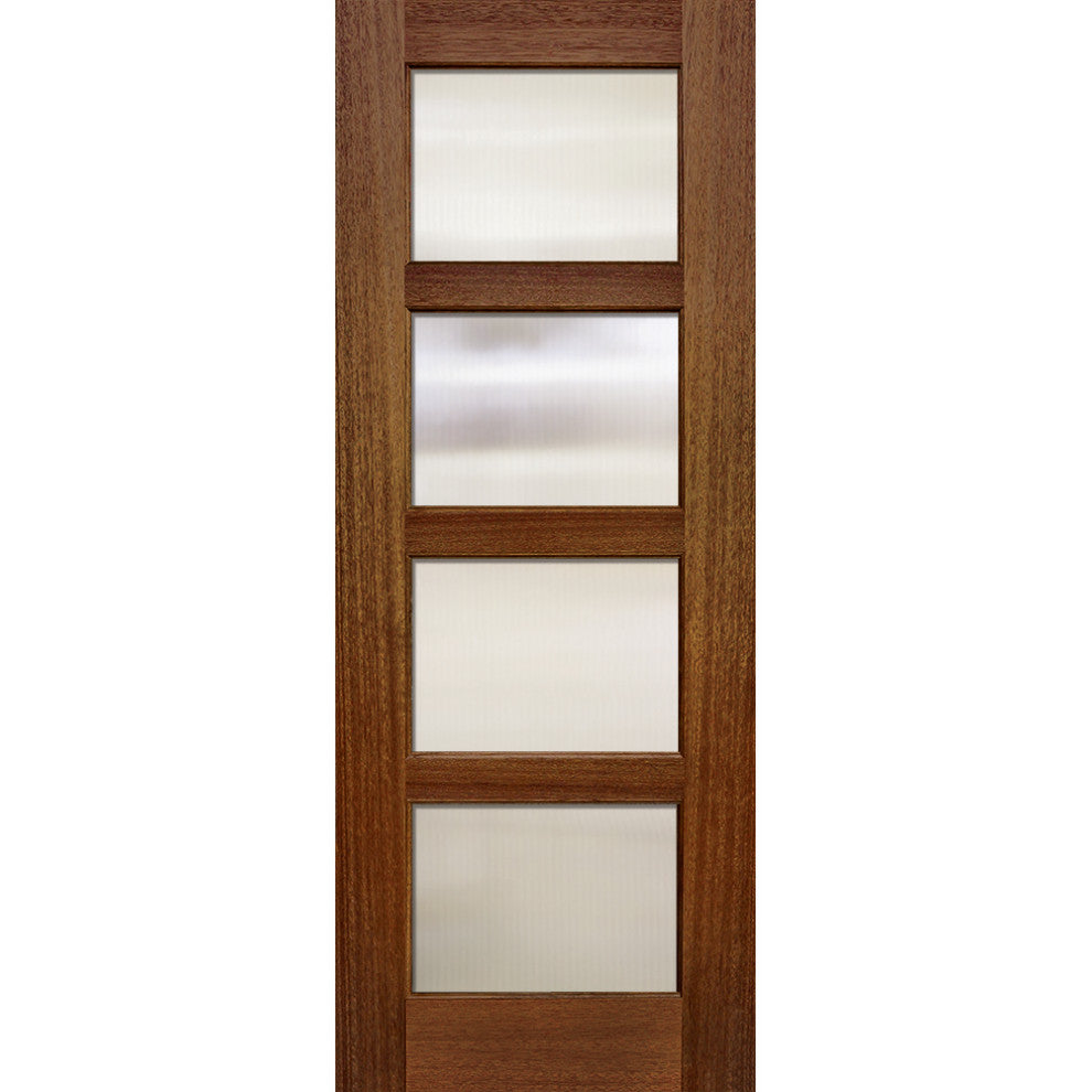 Continental 4 Lite Mahogany Door, Canyon Brown, Left Hand in-Swing