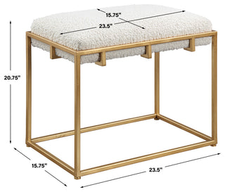 Uttermost Paradox Small Gold & White Shearling Bench