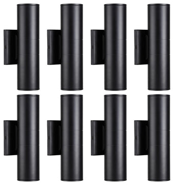 8-Pack 20W LED Cylinder Up Down Wall Light, Aluminum Finish Outdoor Wall Lamp