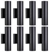 8-Pack 20W LED Cylinder Up Down Wall Light, Aluminum Finish Outdoor Wall Lamp