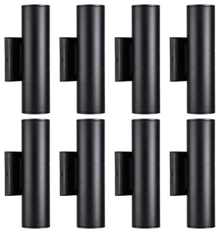 8-Pack 20W LED Cylinder Up Down Wall Light, Aluminum Finish Outdoor Wall Lamp