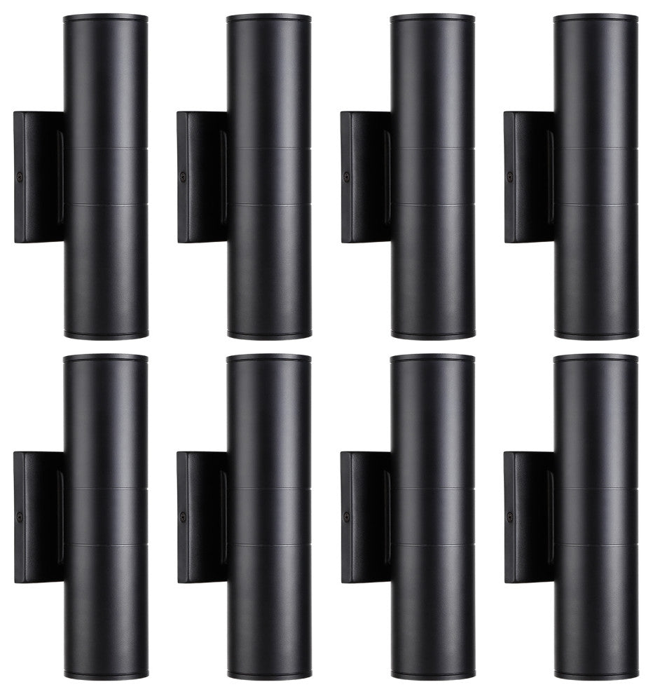 8-Pack 20W LED Cylinder Up Down Wall Light, Aluminum Finish Outdoor Wall Lamp