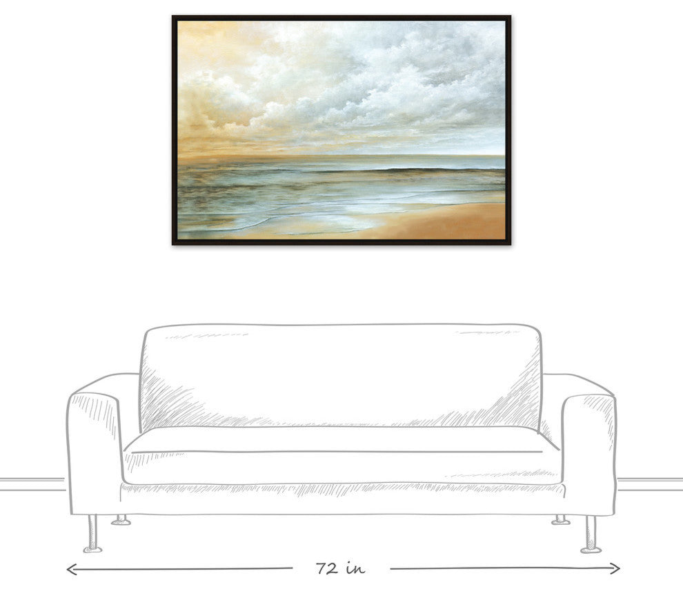 Long Beach Ocean Canvas Wall Art, Framed, 32"x48"