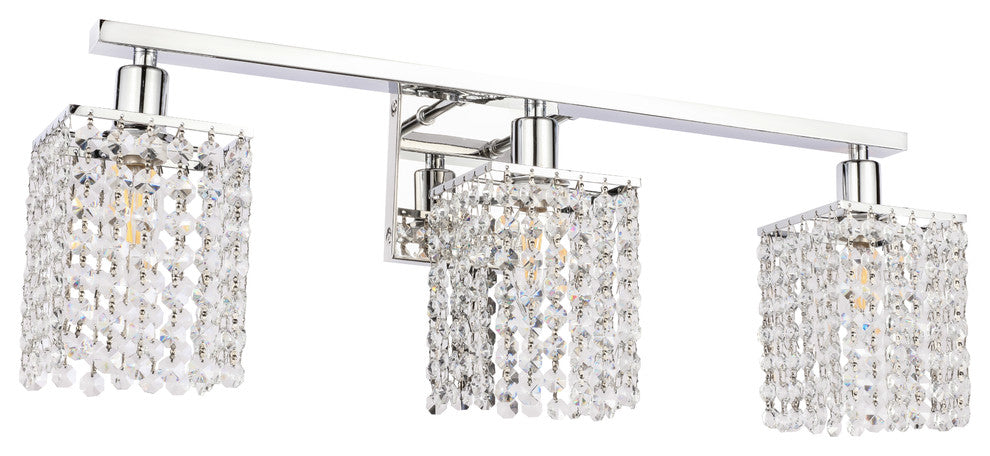 Chrome Finish And Clear Crystals 3-Light Wall Sconce