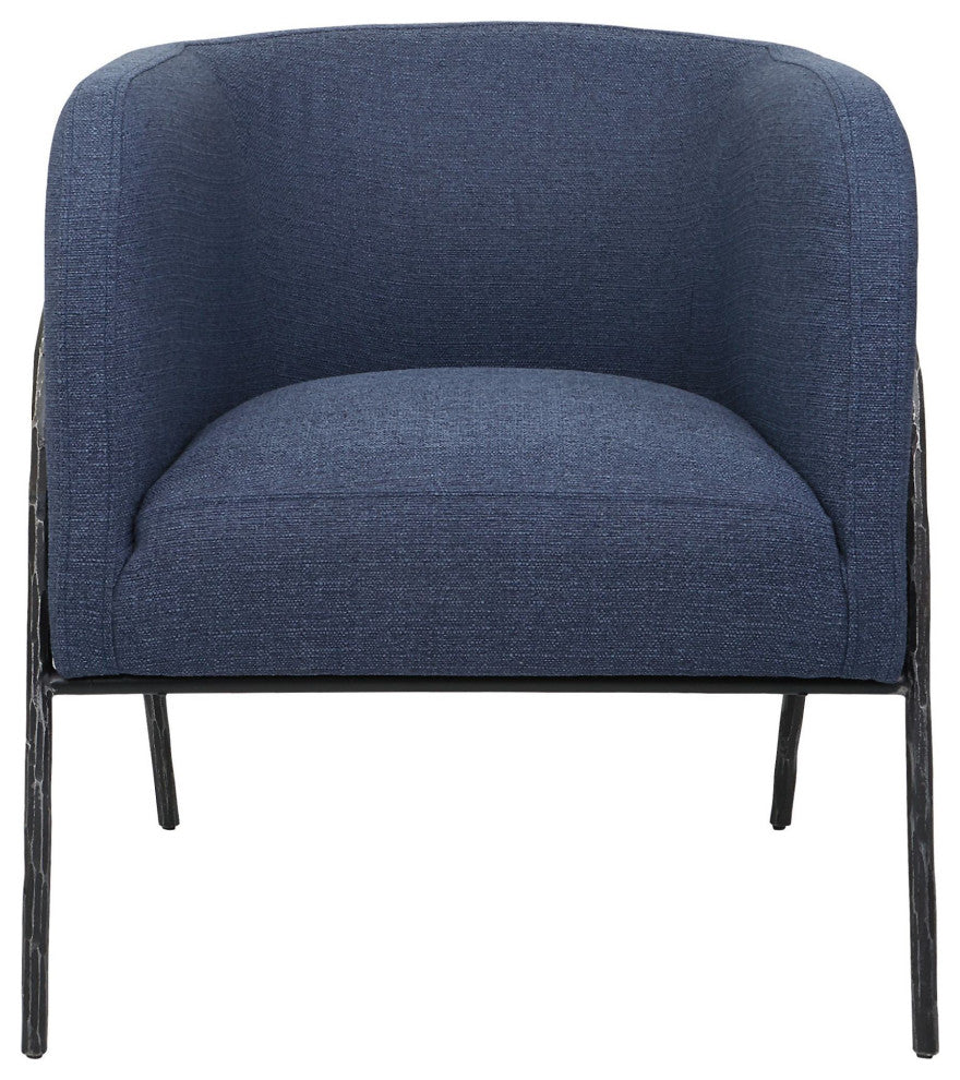 Uttermost 23683 Jacobsen 27"W Iron and Plywood Framed Barrel Arm - Aged Black