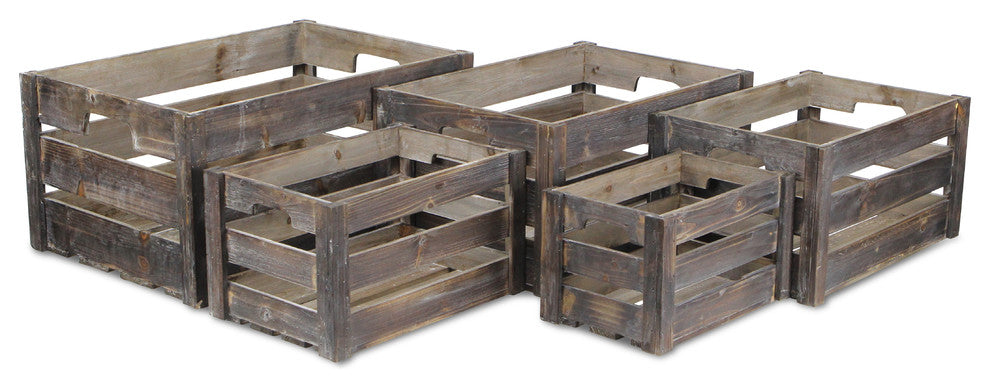 5-Piece Wood Slat Crates