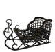 Glittery Wicker Sled Sleigh Decoration With Fur Accent, Dark Brown and Black