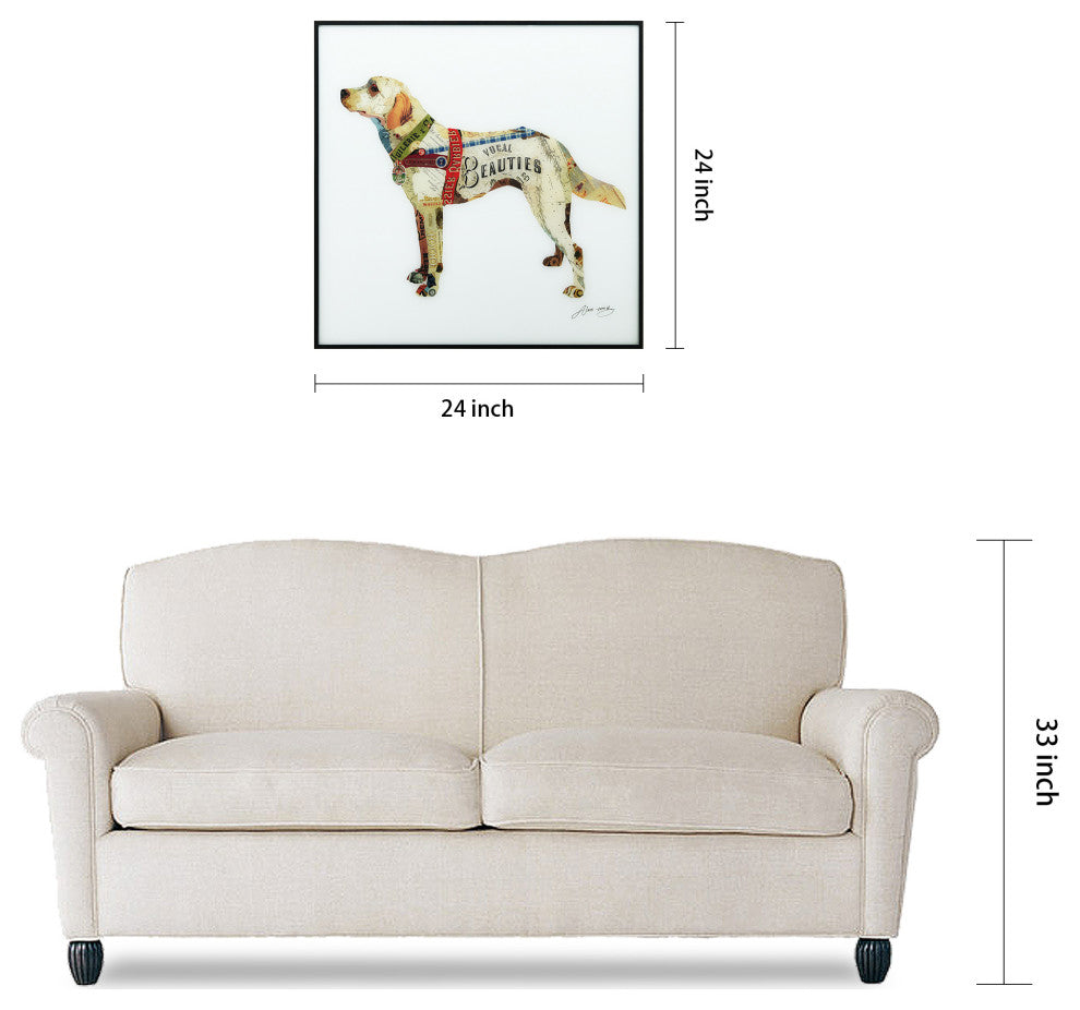 "Yellow Lab" Printed Wall Art Framed With Black Anodized Aluminum