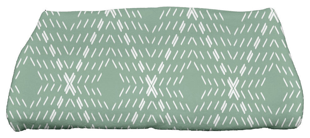 Dots and Dashes, Geometric Print Bath Towel, Green