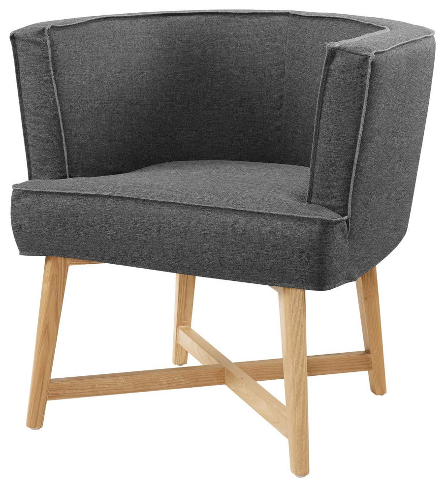 Accent Chair, Fabric, Wood, Gray, Modern, Living Lounge Hotel Hospitality