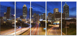 "Atlanta Skyline Twilight Blue Hour" Canvas Print, 5 Panels