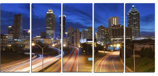 "Atlanta Skyline Twilight Blue Hour" Canvas Print, 5 Panels
