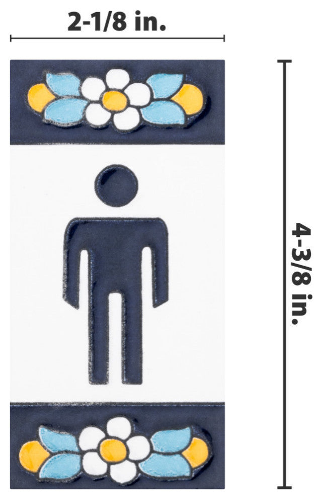 Sevillano Flora Letters 2-1/8 in. x 4-3/8 in. Ceramic Wall Tile, Boy