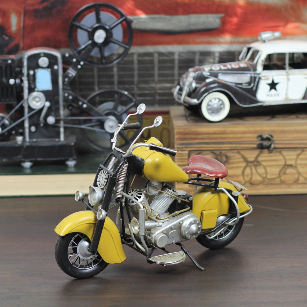 Handcrafted Model Motorcycle, Yellow