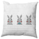Bunny Triplets Easter Decorative Throw Pillow, Explorer Blue, 16x16"