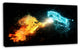 Fire and Water Abstract Horses, Animal Canvas Art Print, 32"x16"