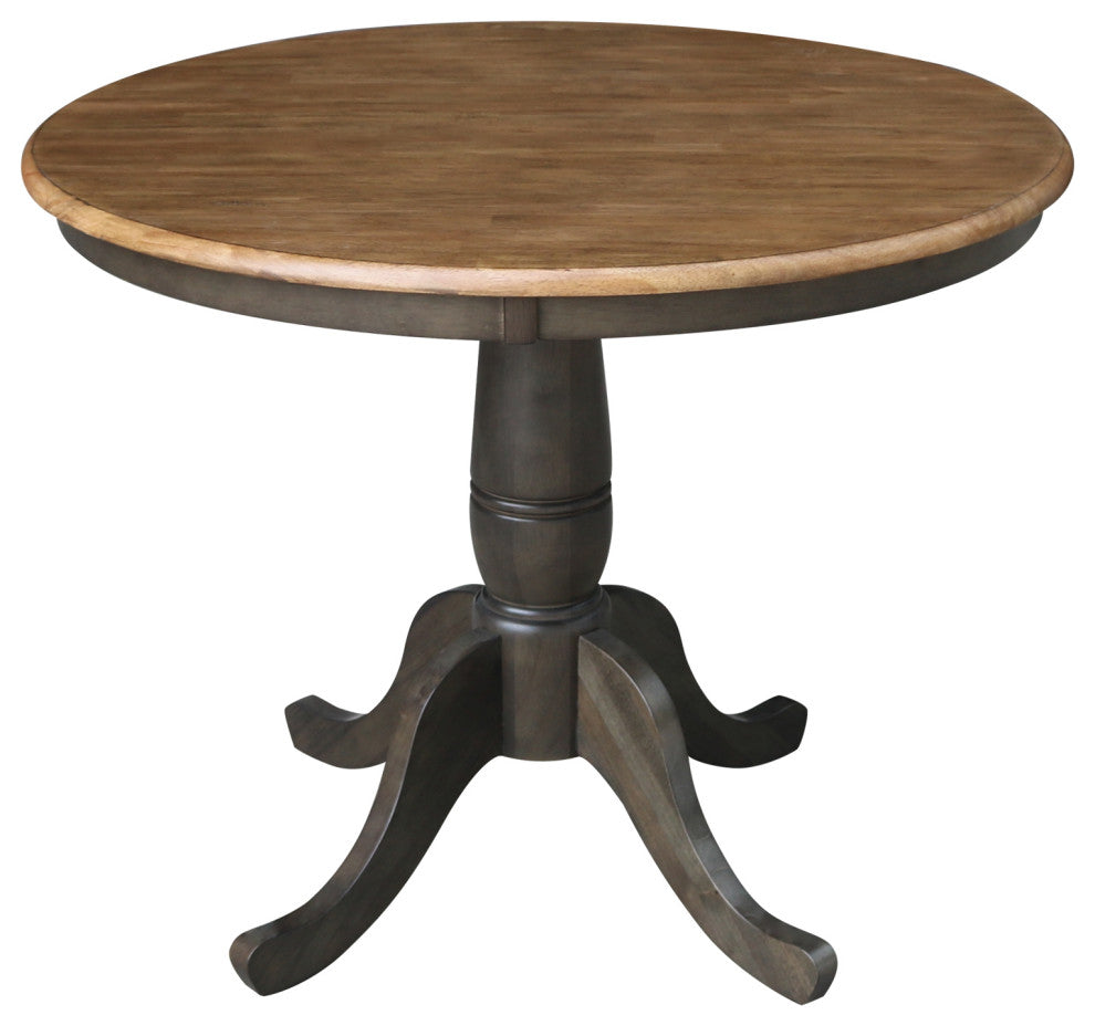 Round Top Pedestal Table, Hickory/Washed Coal, 36 Inch Round