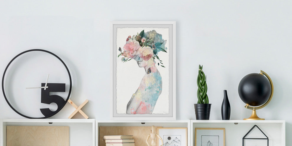 "Flower and Butterflies II" Framed Painting Print, 30"x45"