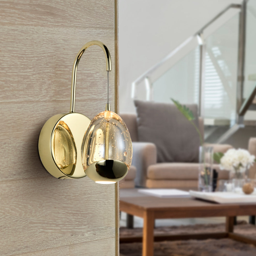 Venezia ETL Certified Integrated LED Wall Sconce Lighting Fixture, Gold