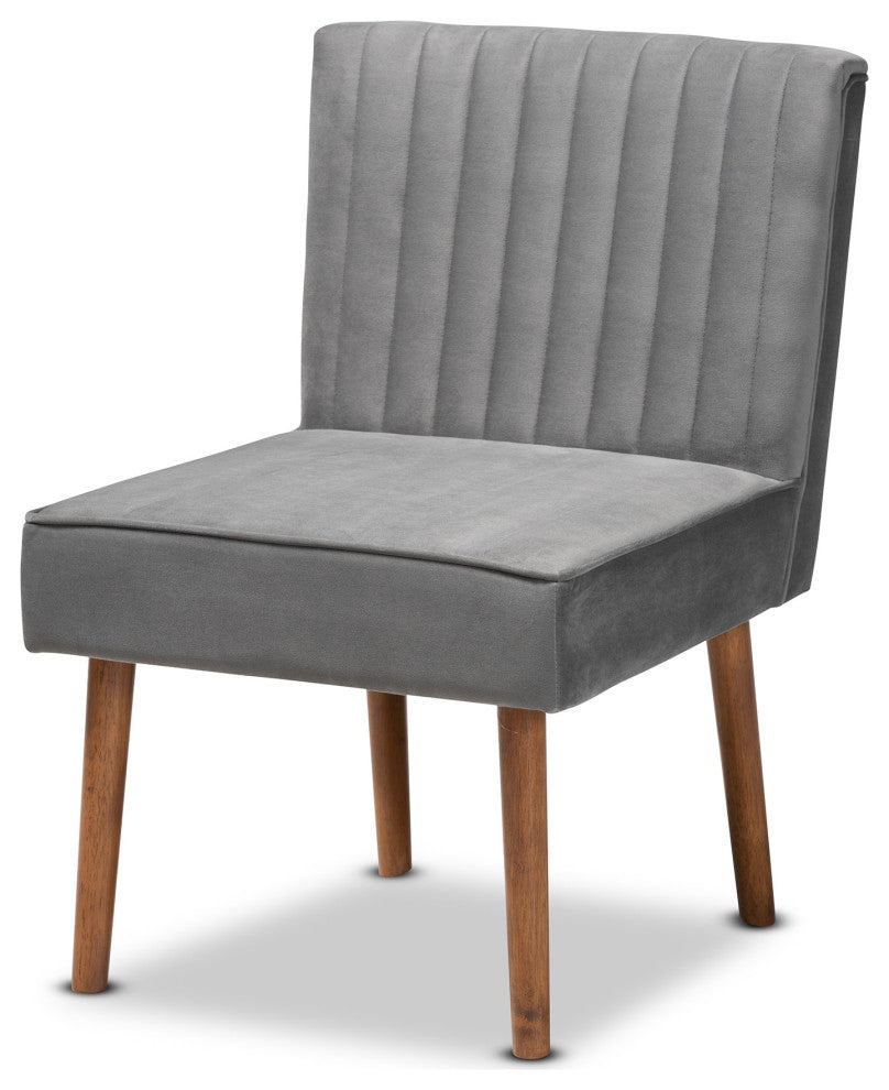 Venera Mid-Century Modern Dining Collection, Gray/Walnut Brown, Dining Chair