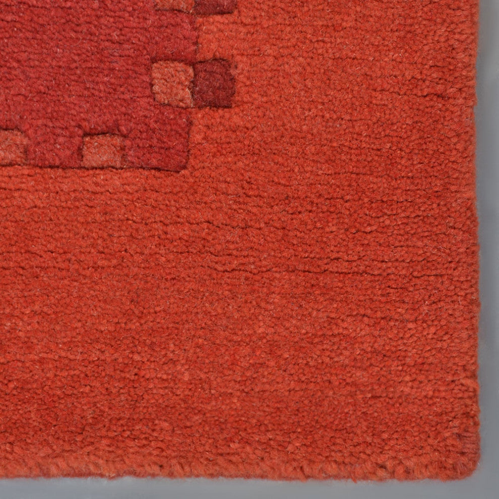 Hand Knotted Tibbati Wool 4'x6' Area Rug Contemporary Light Red