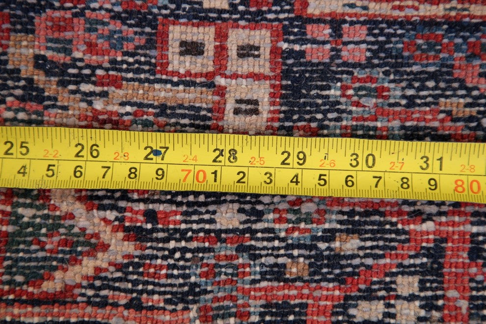 Consigned, Antique Worn Out Oriental Persian Handmade Low Pile Carpet, 4'6"X3'5"